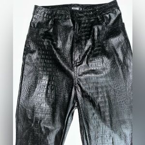 NWOT black crocodile print pants, size 4